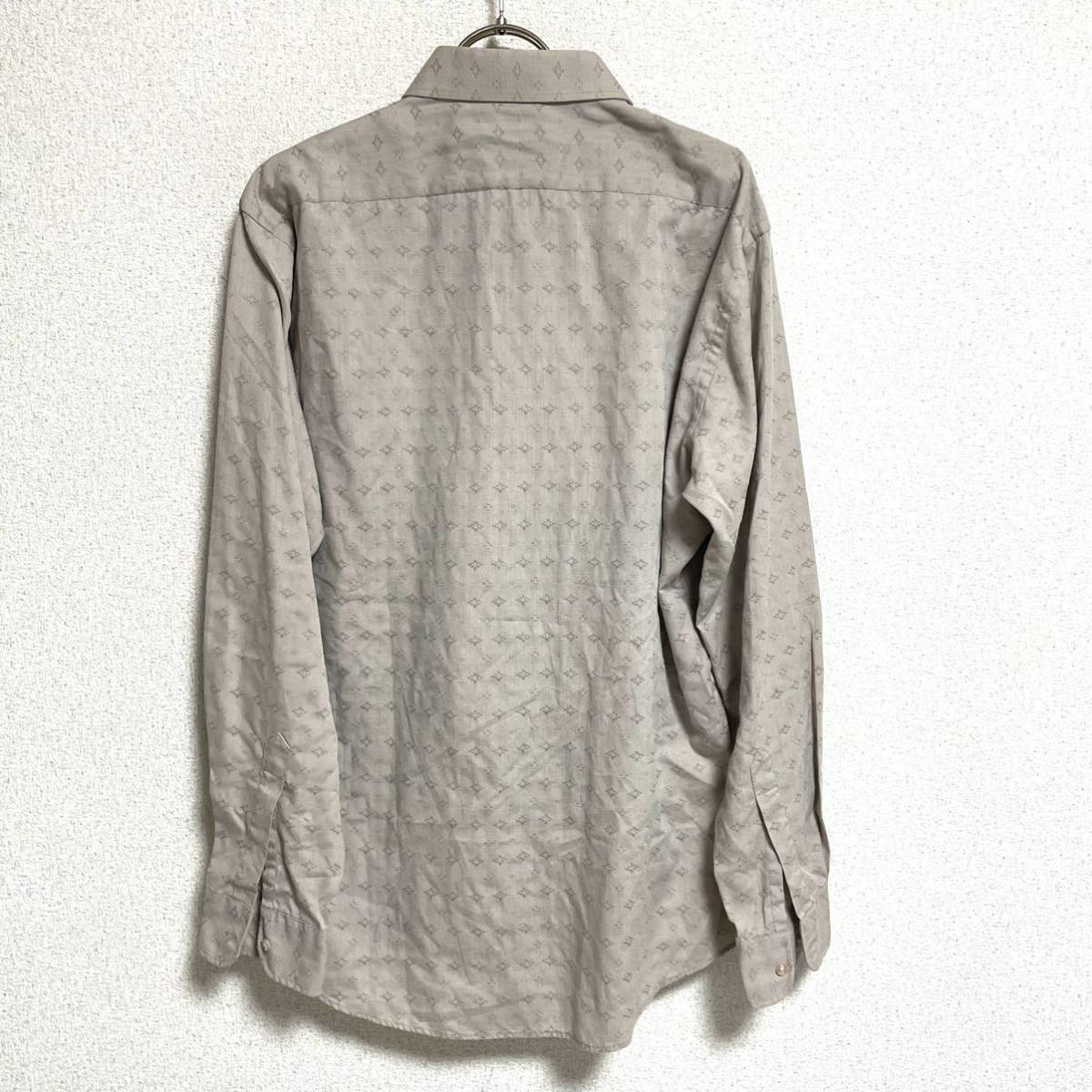  Yves Saint-Laurent Yves Saint Laurent рубашка с длинным рукавом длинный рукав рубашка общий рисунок серый бежевый мужской .. размер L соответствует *BH
