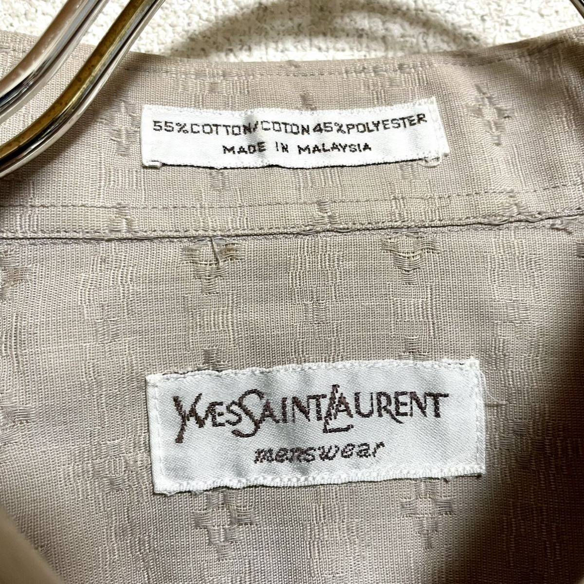  Yves Saint-Laurent Yves Saint Laurent рубашка с длинным рукавом длинный рукав рубашка общий рисунок серый бежевый мужской .. размер L соответствует *BH