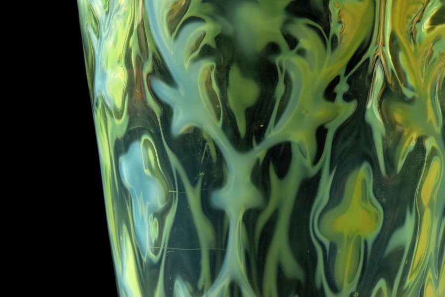 【蔵A3304】ウランガラス　オパールセント　フランス　ヴァセリン　花瓶一対　_画像7