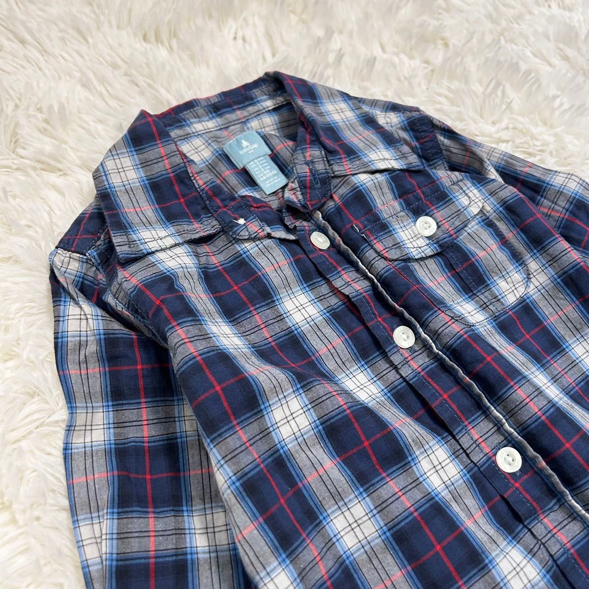 Baby Gap★カジュアルチェックシャツ　ネイビー　ブルー系　100 長袖シャツ