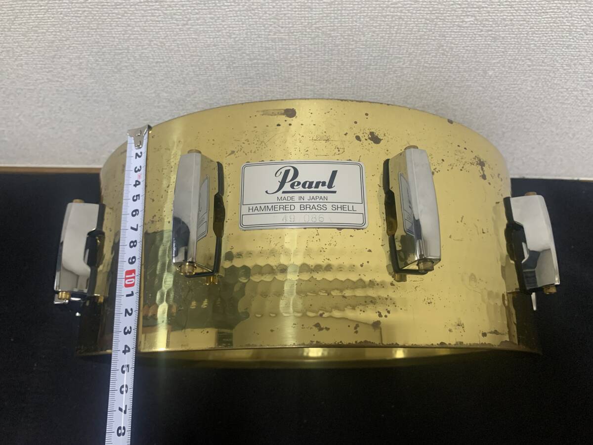 送料無料 状態良 Pearl 90s HAMMERED BRASS SHELL snare 14×5.5 パール ハンマード ブラス スネア ドラム dwの画像7