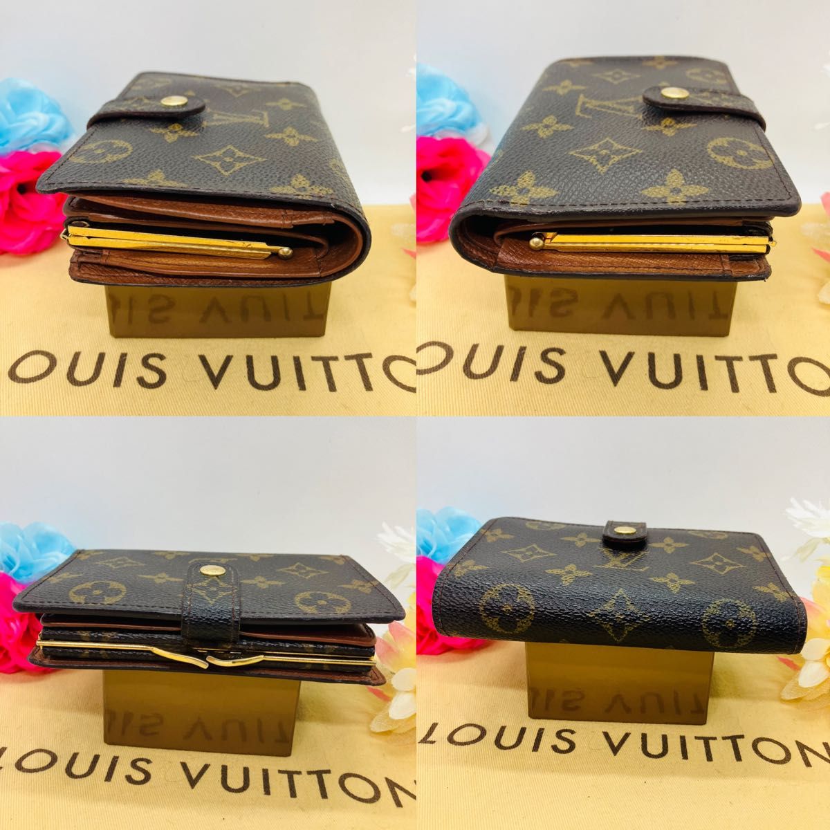 ルイヴィトン LOUIS VUITTON ヴィエノワ 二つ折り財布 ヴィトン がま口 折り財布 モノグラム　720