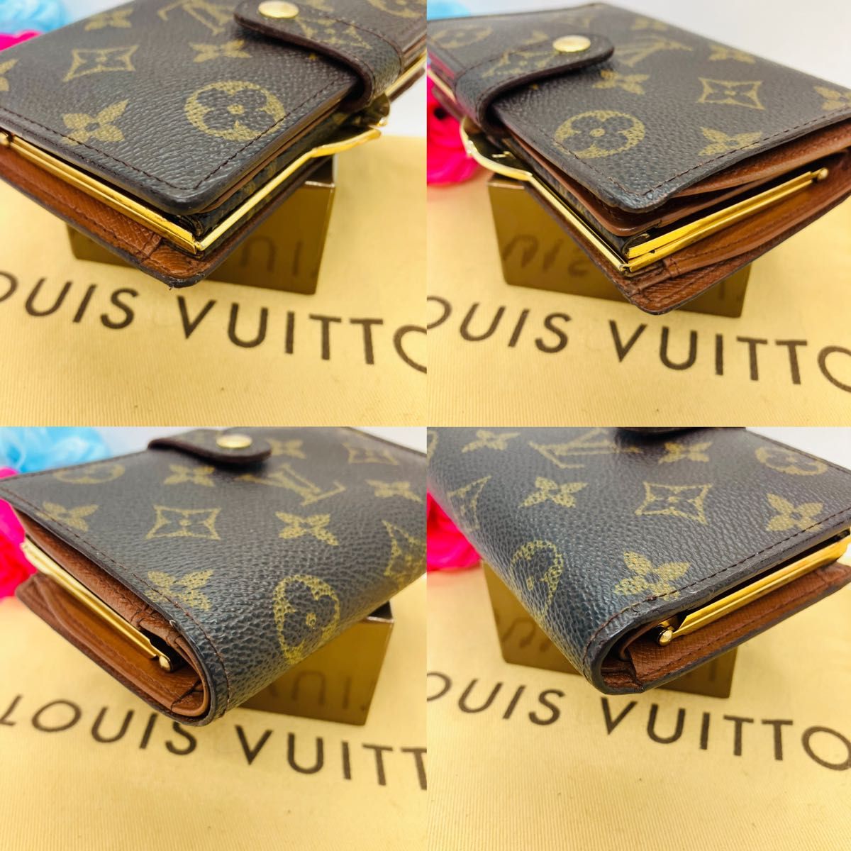 ルイヴィトン LOUIS VUITTON ヴィエノワ 二つ折り財布 ヴィトン がま口 折り財布 モノグラム　720