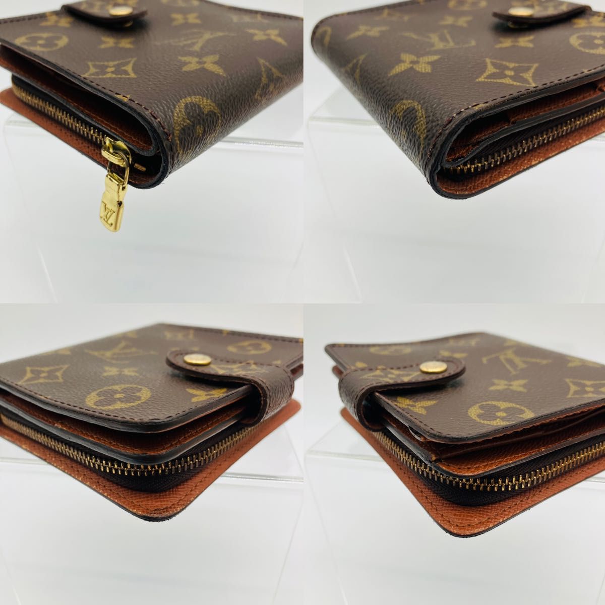 ルイヴィトン LOUIS VUITTON モノグラム コンパクトジップ 二つ折り財布 ジップ　760