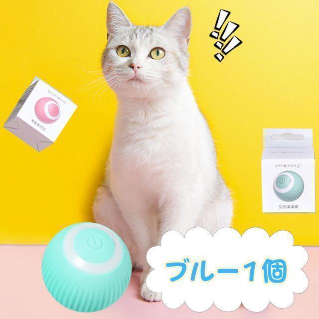 猫おもちゃ ブルー 猫じゃらし 電動ボール オモチャ ペット留守番 USB 子猫