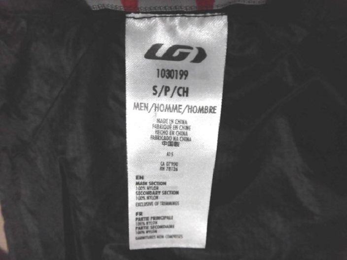 LG GARNEAU ガノー ルイガノ X-LITE JKT 軽量 ウインドブレークサイクルジャケット BLK-RED S 使用僅 ほぼ未使用 美品/自転車 ロードバイクの画像10