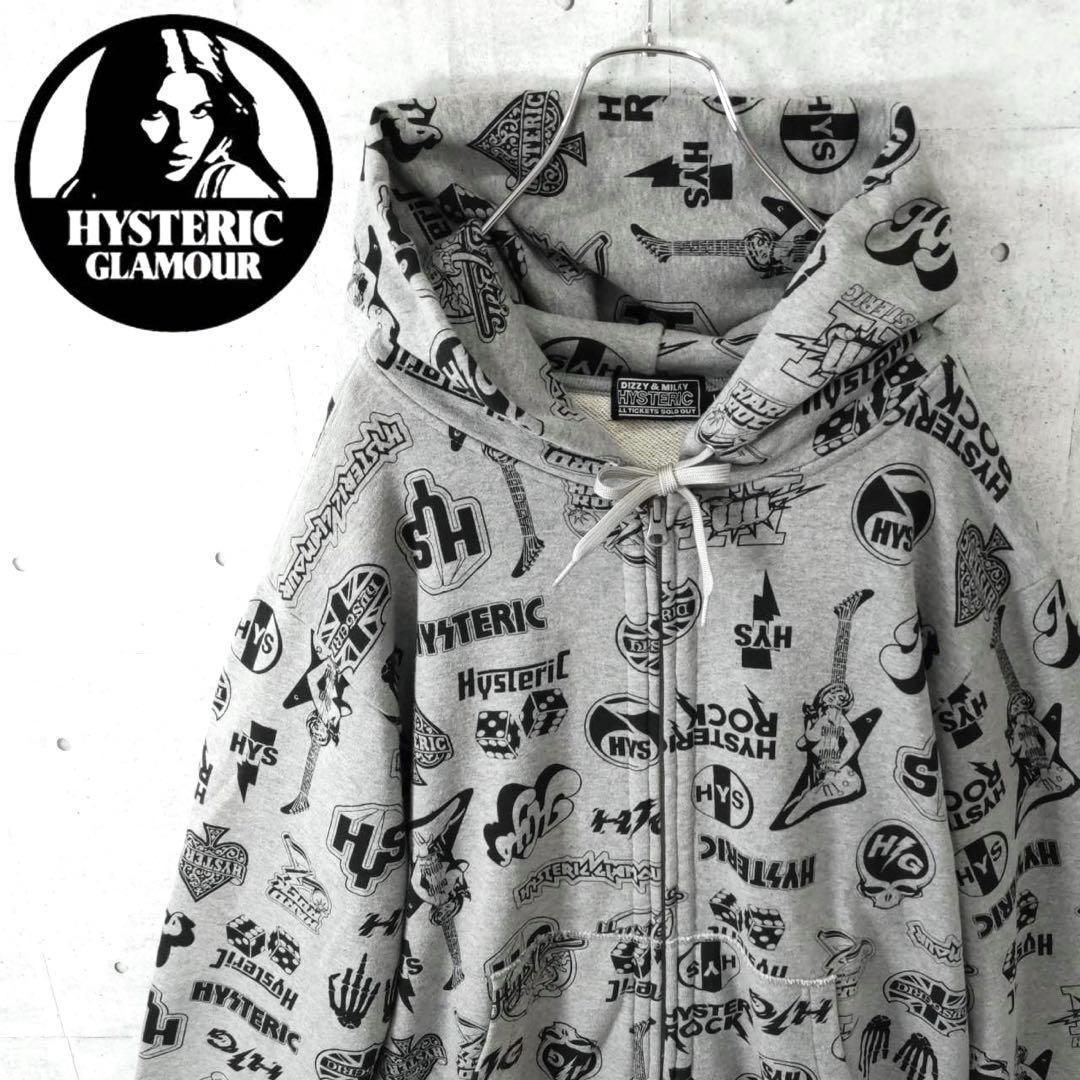 HYSTERIC GLAMOUR ヒステリックグラマー ギターガール 総柄 ジップ