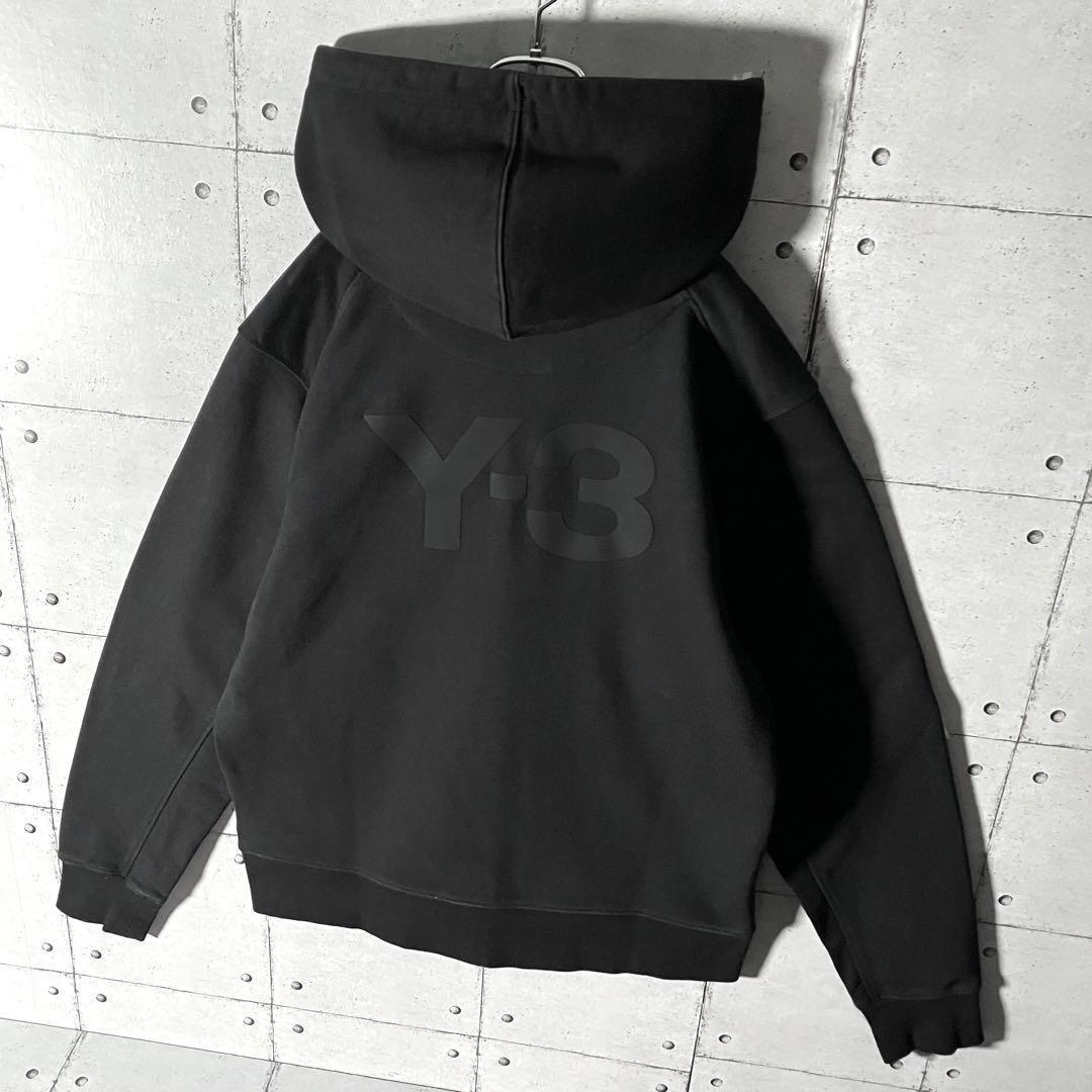 Y-3 ワイスリー ジップアップスウェットパーカー バックロゴ 希少サイズ L 黒 ブラック 6544の画像7