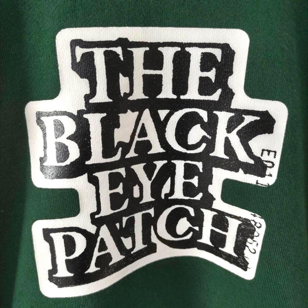 ブラックアイパッチ BlackEyePatch センターロゴ ビッグロゴ スウェット パーカー 緑 グリーン Lサイズ相当　6044