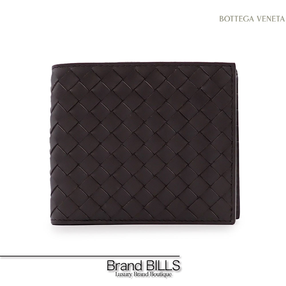 未使用品 BOTTEGA VENETA ボッテガ ヴェネタ イントレチャート 折り財布 113993 ダークブラウン レザー 小銭入れなし