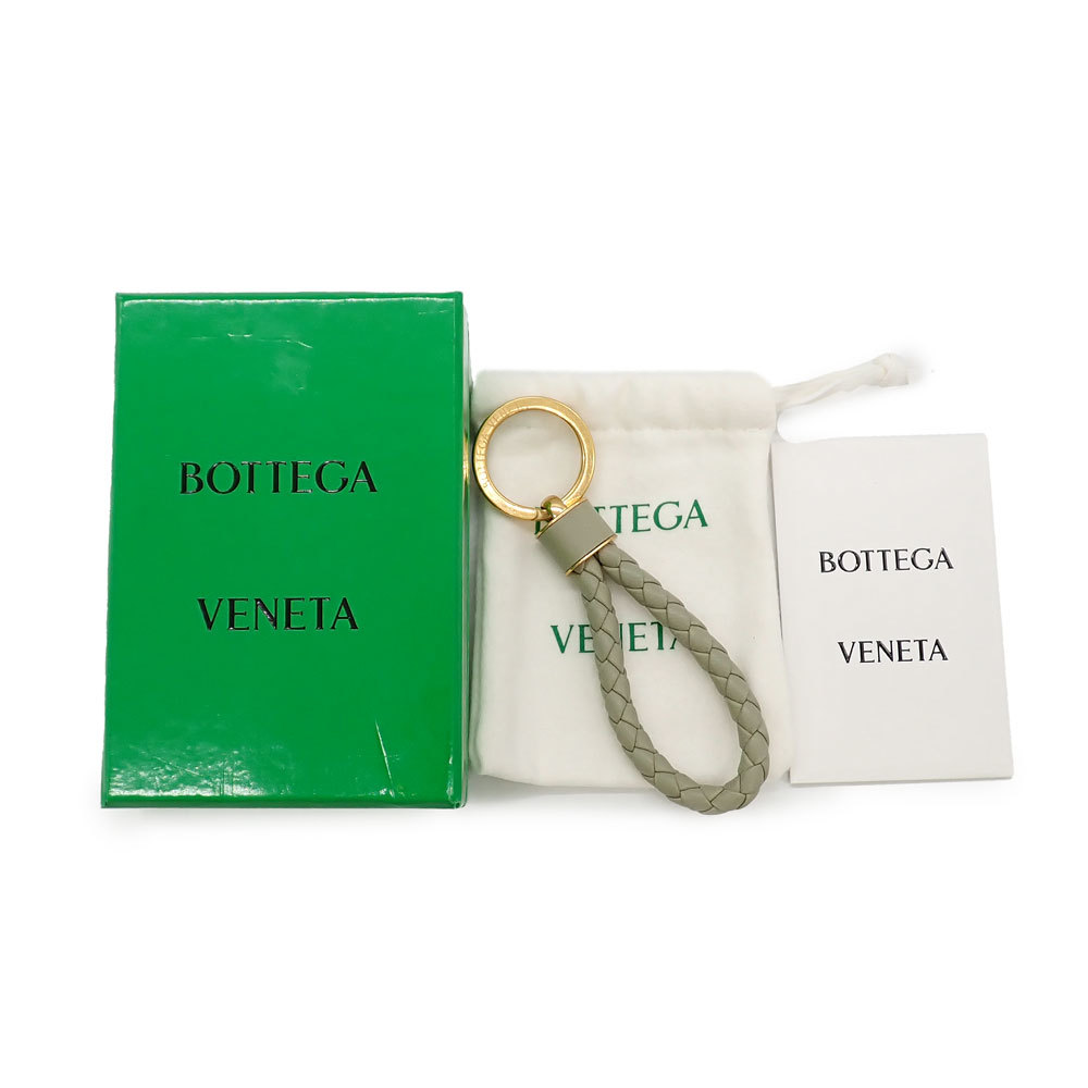 新品 BOTTEGA VENETA ボッテガ ヴェネタ イントレチャート キーリング キーホルダー チャーム 651820 カーキ ゴールド金具の画像8