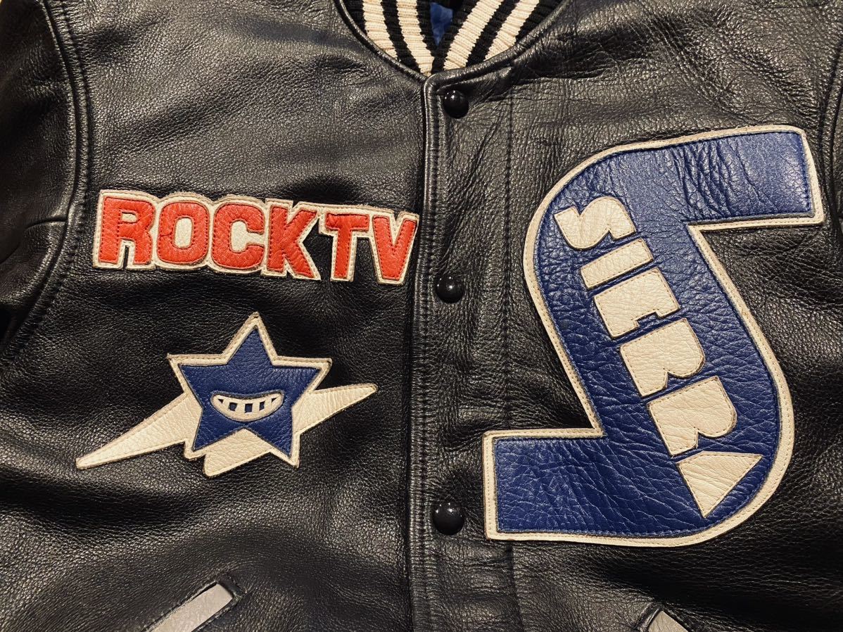 【入手困難】SIERRA スタジャン VINTAGE L ROCK TV レザー レザージャケット 最上級 ヴィンテージ 極希少品 大きいサイズ 古着 ジャンパー_画像8