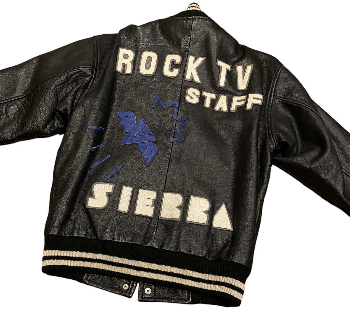 【入手困難】SIERRA スタジャン VINTAGE L ROCK TV レザー レザージャケット 最上級 ヴィンテージ 極希少品 大きいサイズ 古着 ジャンパー_画像6