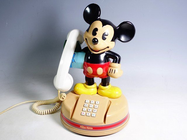 K02164【昭和レトロ 1980年代】ミッキーマウス 電話機 プッシュホン DK