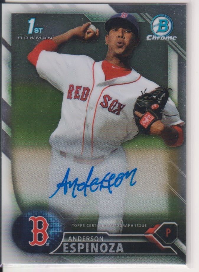 新来日外国人 千葉ロッテ Anderson Espinoza アンダーソン・エスピノーザ 2016 Bowman Chrome 直筆サイン Auto_画像1