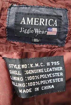 LJ24アメリカ ジギー ウェアAMERICA JIGGIE WEARアメリカ古着レザージャケット革ジャンXLビッグサイズ中綿入スタジャン/アワードジャケット_画像8