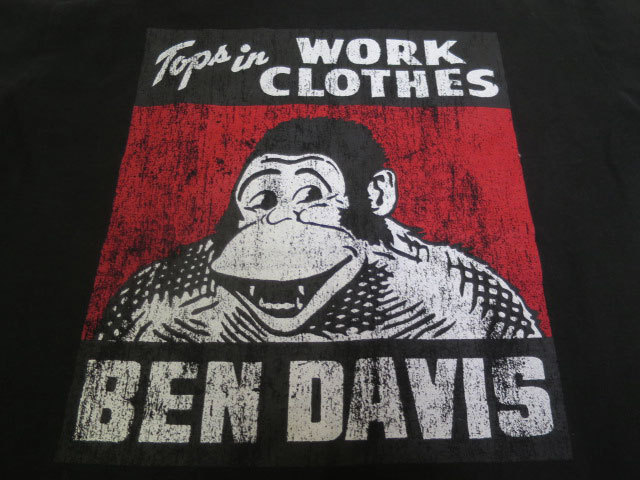 UST86ベンディビスBEN DAVISアメリカ古着アメリカ製ロゴTシャツMビンテージ加工プリント黒TシャツWORKオールド_状態は説明分確認後に入札お願い致します！