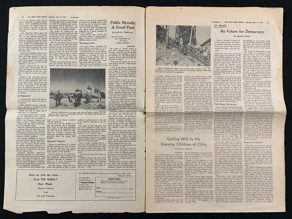 ｊ▼*　The Japan Times Weekly　1971年4月17日号　1部　全16頁　Action And Reaction In South America　英語　新聞/N-E21_画像3