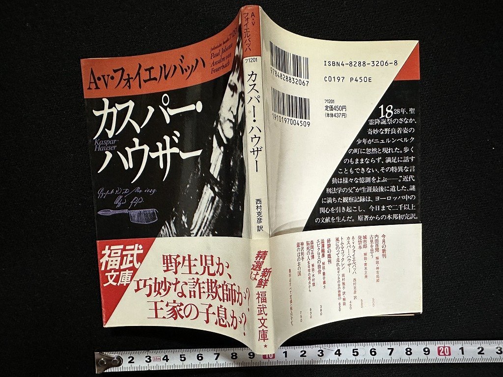 ｗ▼　カスパー・ハウザー　著・A・V・フォイエルバッハ　訳・西村克彦　1991年第1刷　福武書店　古書/ C05_画像1