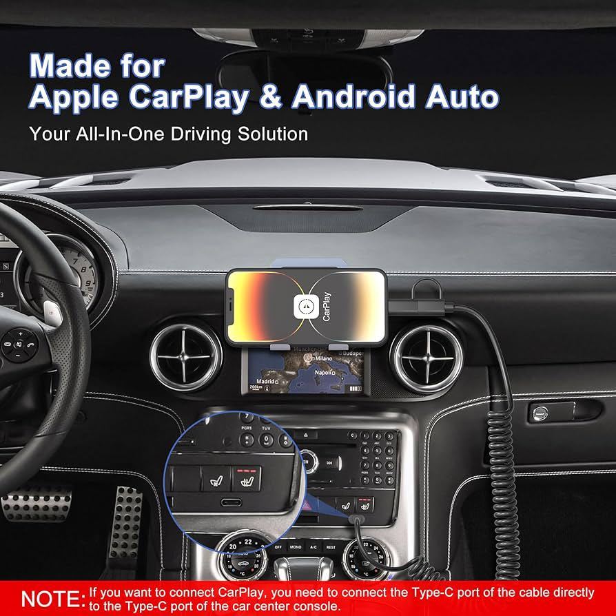 コイル状 iPhone 充電ケーブル タイプC PD 27W/60W 2-in-1、MFi認証 & CarPlay/Android Auto対応 3A急速充電と高速データ転送ケーブル_画像3