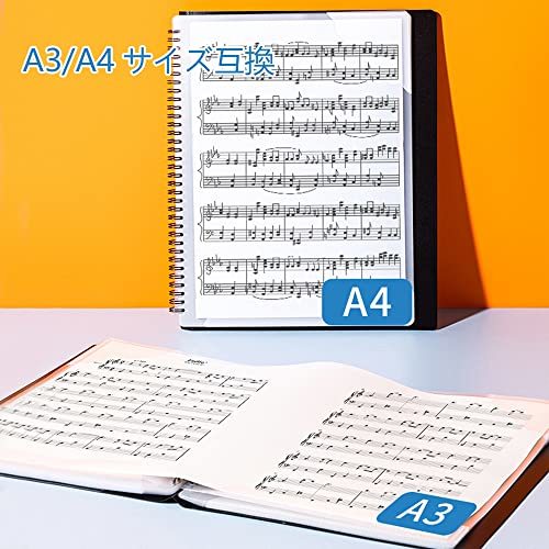 楽譜ファイル A3/A4サイズ楽譜ファイル互換 書き込みでき 楽譜/絵画ファイル 保管や整理 180°～360°フリップ_画像3