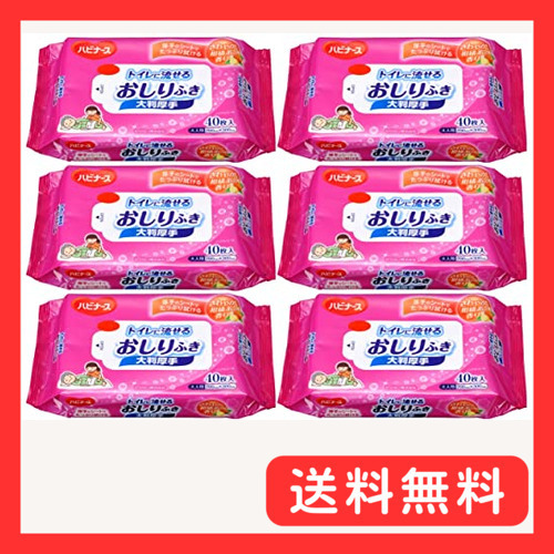 【まとめ買い】トイレに流せるおしりふき大判厚手 ハビナース 40枚入×6個セット 介護 大人用 高齢者 柑橘系の香り ノの画像1