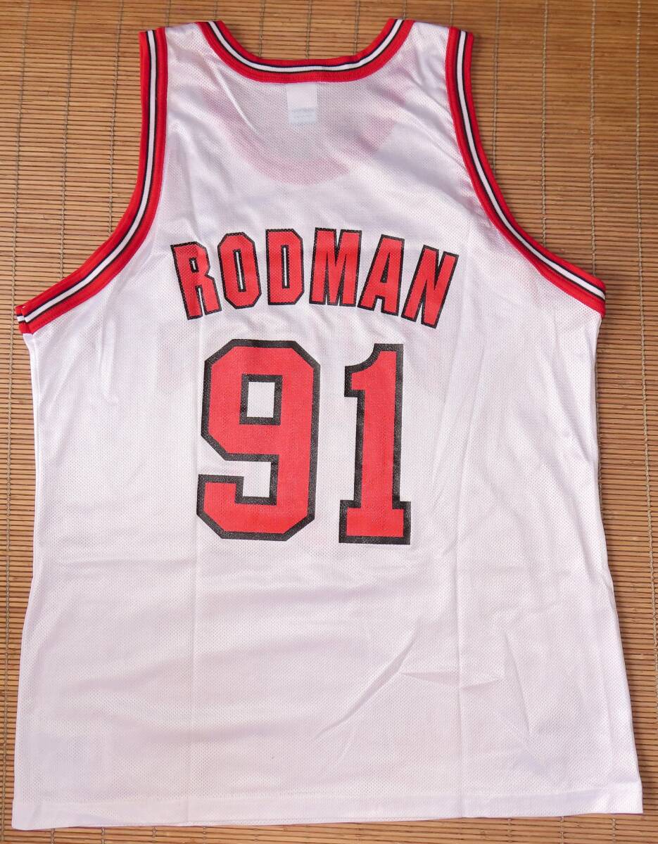 正規品 NBA シカゴ・ブルズ #91デニス・ロッドマン～ホーム用/白/ホワイト ジャージ ユニフォーム マイケル・ジョーダン ローズ ピッペンの画像2