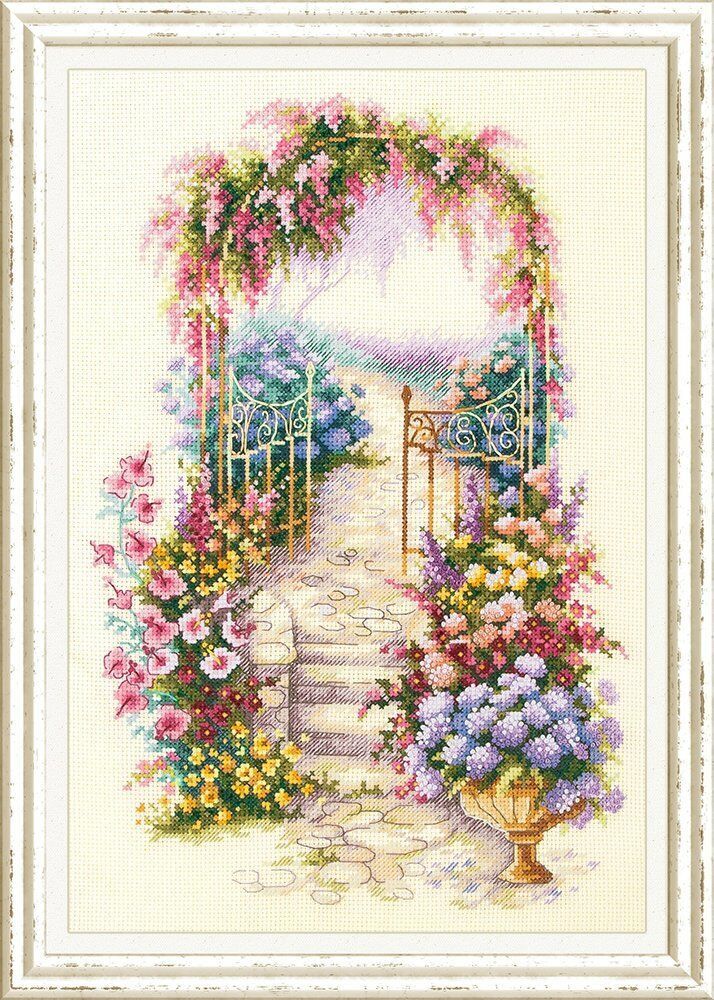 即決☆クロスステッチキット「Entrance to the Garden」☆花☆Magic Needle☆ロシア☆マジックニードル社_画像1