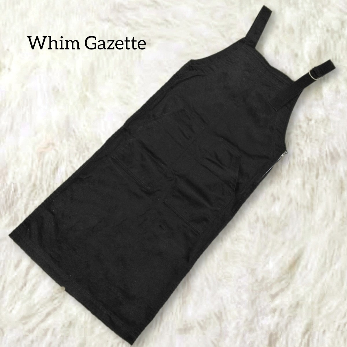 9 【Whim Gazette】 ウィムガゼット ジャンパースカート ロングワンピース F フリーサイズ 黒 ブラック 無地 大人可愛い レディース