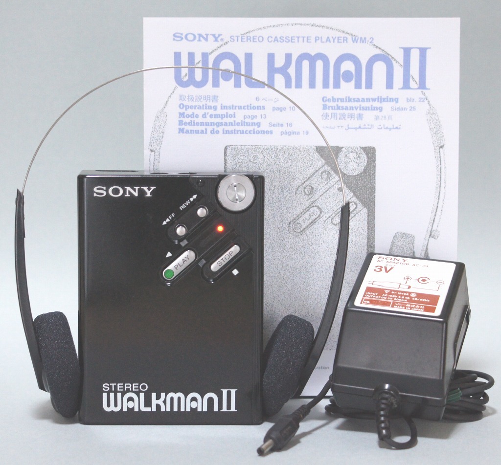 整備済み/完全動作★美品！とても良い音質のSONY WM-2 (黒) です。ACアダプター付き(AC-39) ウォークマンⅡ 昭和レトロ_画像1