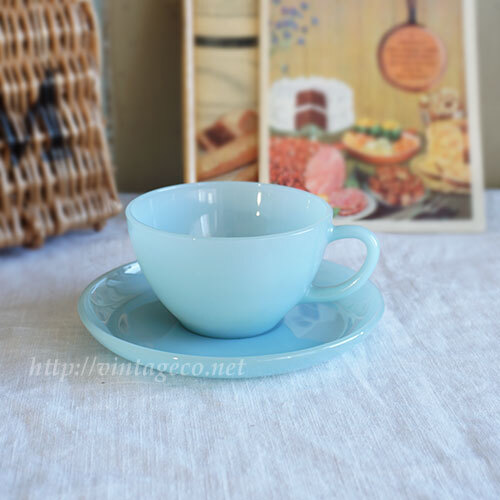 [ unused goods ] Fire King Fire king turquoise blue cup & saucer 9081202