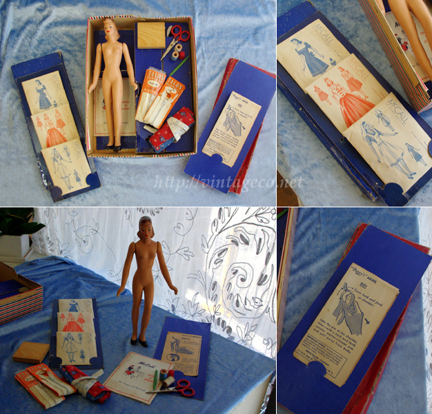 ヴィンテージ ソーイングマネキン セット 木製 　アメリカン ドール 人形 ディスプレイ　アメリカ　11101605_画像1
