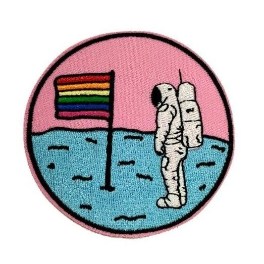 U-3【 アイロンワッペン 】宇宙飛行士 虹 レインボー Rainbow 【 刺繍ワッペン 】 刺繍ワッペン アイロンワッペン