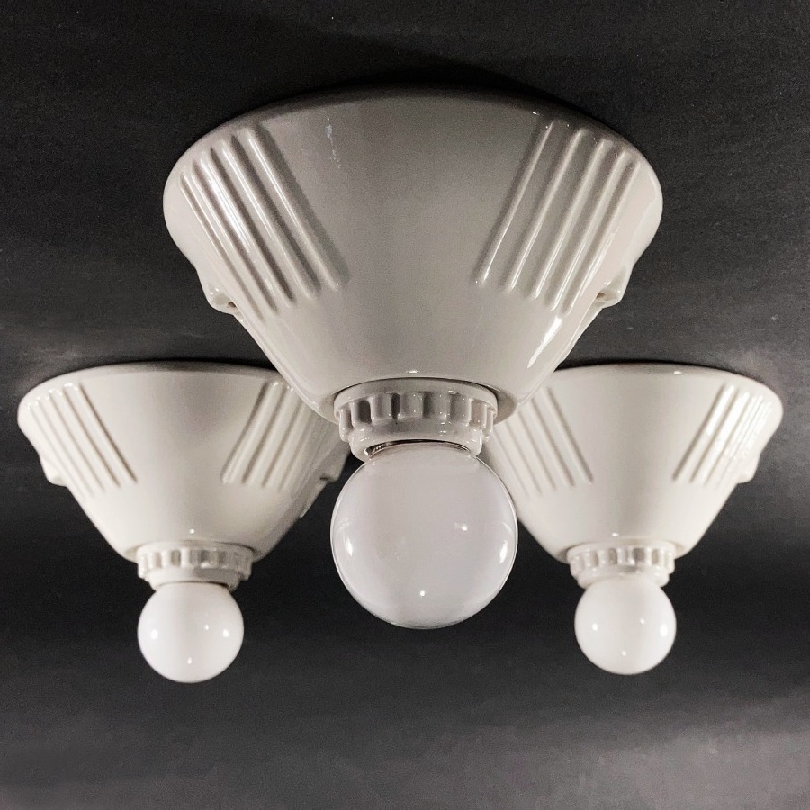 超レア3台セット。1930's シーリング ライト ブラケット ランプ/白磁/ペンダント/電球/カフェ/gras/店舗什器/キッチン/壁/照明/時計/磁器