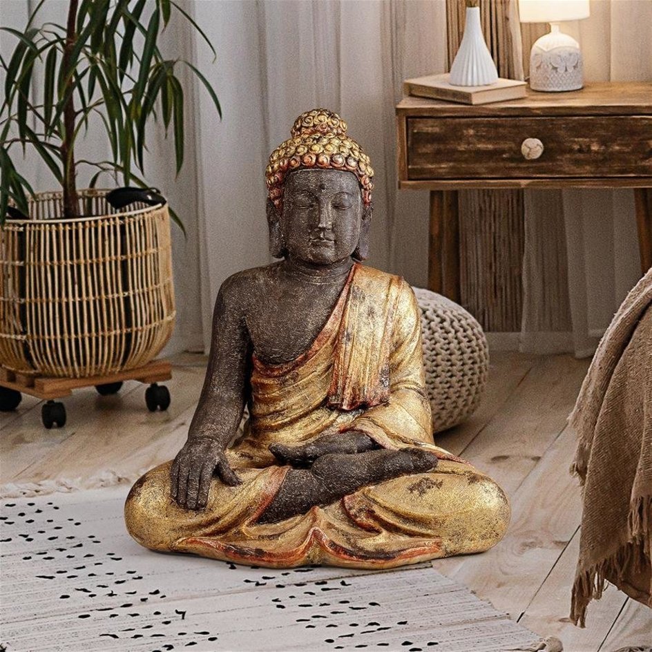 悟りをひらいた仏陀彫像アジアの霊像彫刻東洋釈迦像置物オリエンタル装飾エキゾチック工芸品贈り物輸入品