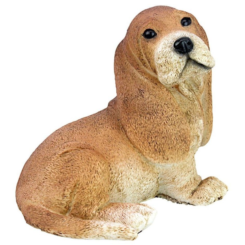 茶色のバセットハウンド子犬の彫像 動物装飾彫刻 フランス原産 猟犬 インテリア彫刻 プレゼント贈り物 輸入品