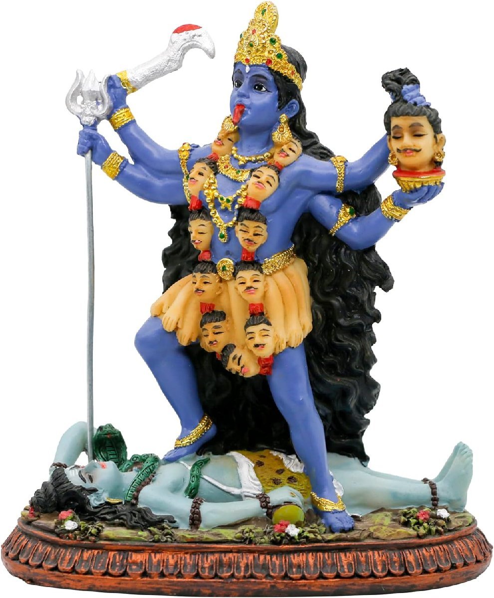 ヒンドゥー教神カーリー マー彫像インド神カリ・バヴァタリーニ破壊神時間と死の神ムルティ ディワリ プージャ彫刻輸入品