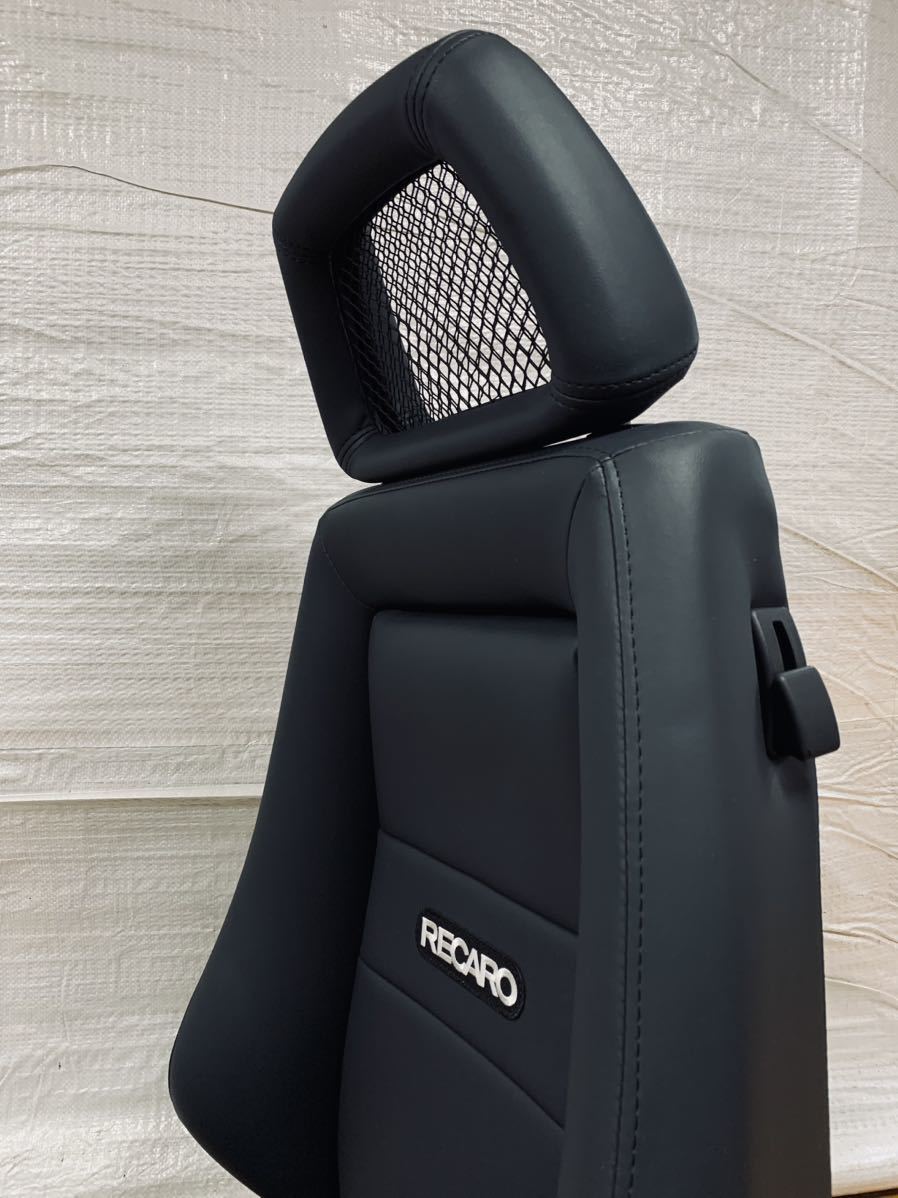 42.43.レカロ RECARO 2脚セットLX-M 黒フェイクレザー張り替え 張替え 張替 ブラックシングルステッチ 両側ダイヤルの画像4