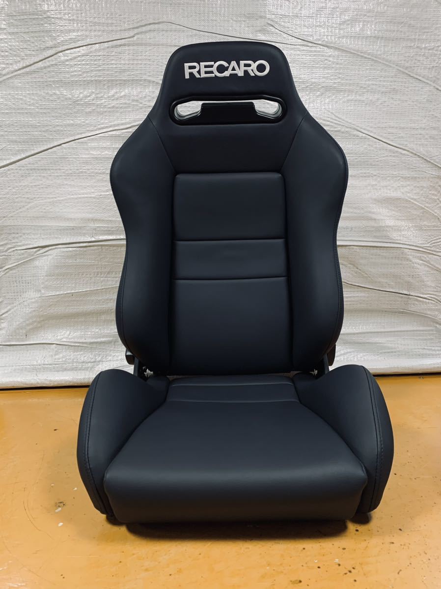 44.45.レカロ RECARO 2脚セットSR-3 黒フェイクレザー張り替え 張替え 張替 ブラックシングルステッチ 両側ダイヤルの画像2