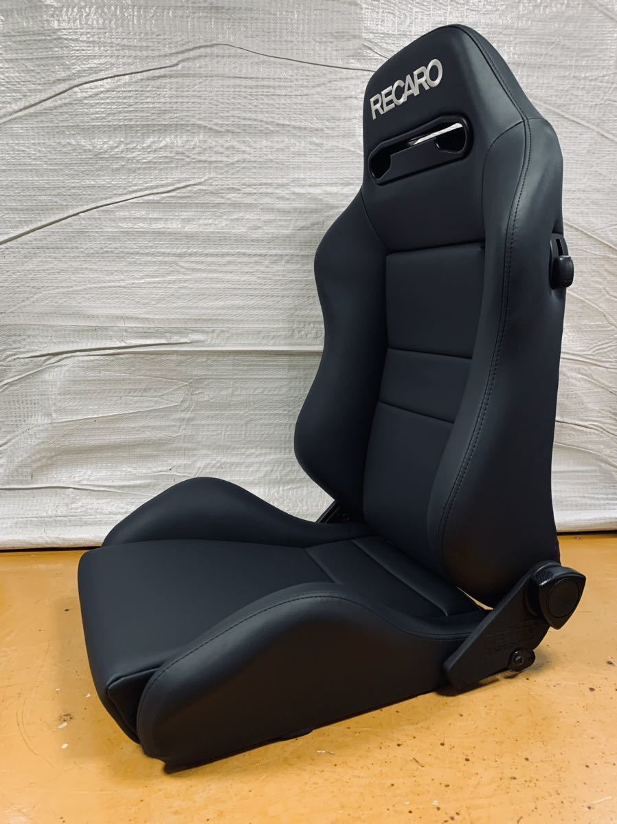 44.45.レカロ RECARO 2脚セットSR-3 黒フェイクレザー張り替え 張替え 張替 ブラックシングルステッチ 両側ダイヤルの画像3