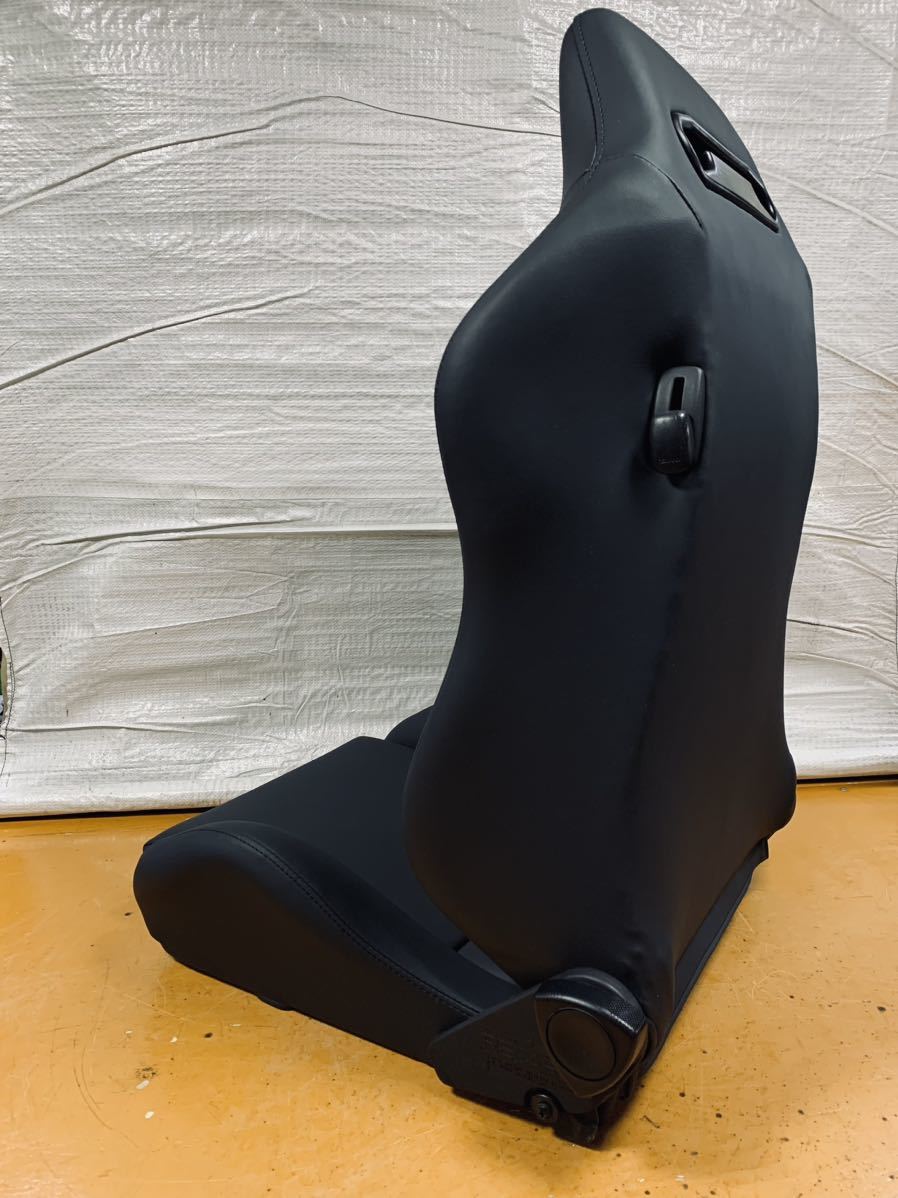 44.45.レカロ RECARO 2脚セットSR-3 黒フェイクレザー張り替え 張替え 張替 ブラックシングルステッチ 両側ダイヤルの画像5