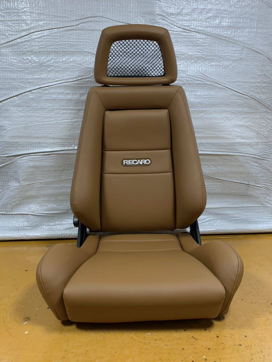 26.27.レカロ RECARO 2脚セット LX-M モカフェイクレザー張り替え 張替え 張替 茶 ブラウンシングルステッチ 片側ダイヤルの画像6