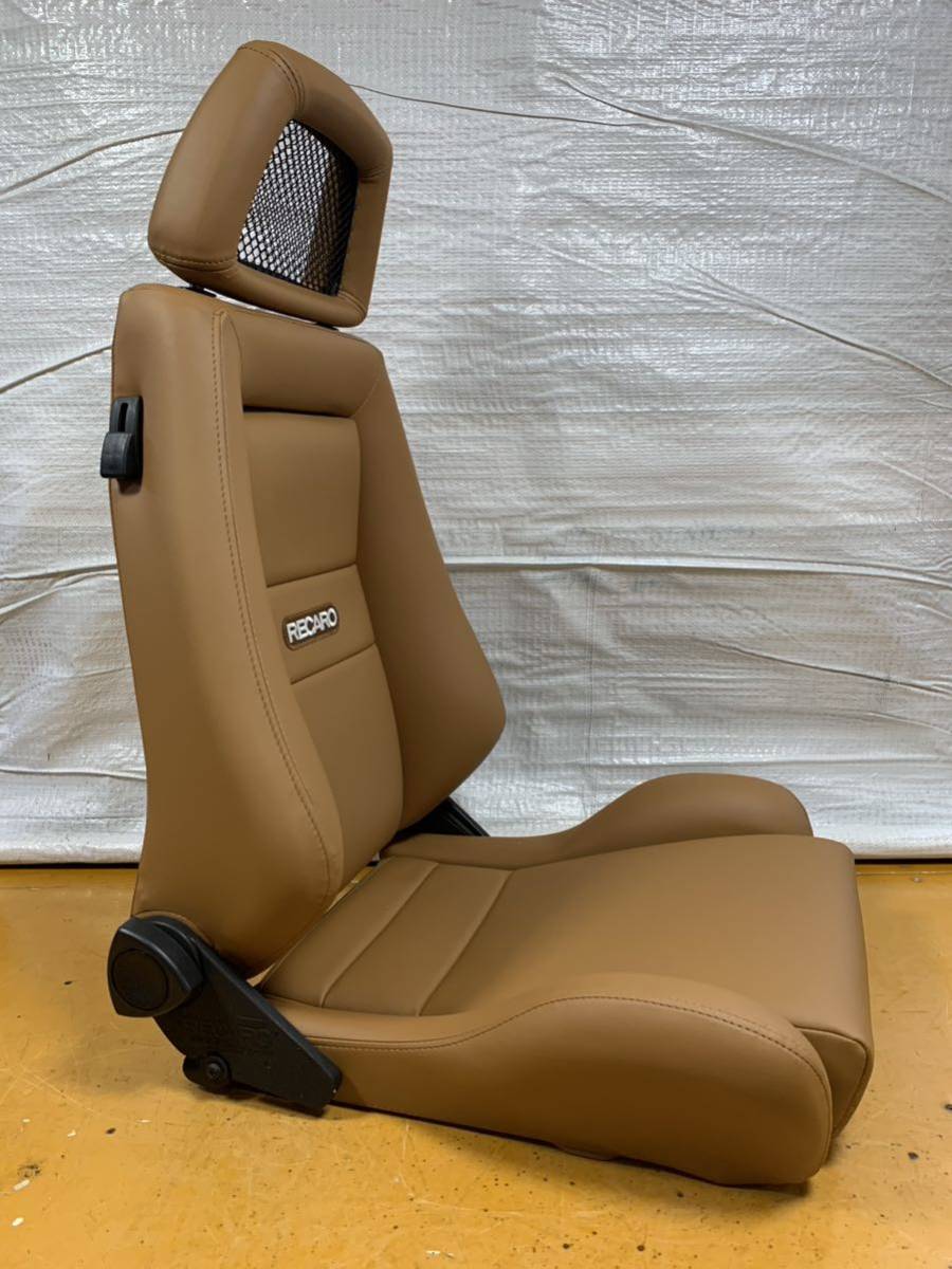 26.27.レカロ RECARO 2脚セット LX-M モカフェイクレザー張り替え 張替え 張替 茶 ブラウンシングルステッチ 片側ダイヤルの画像7