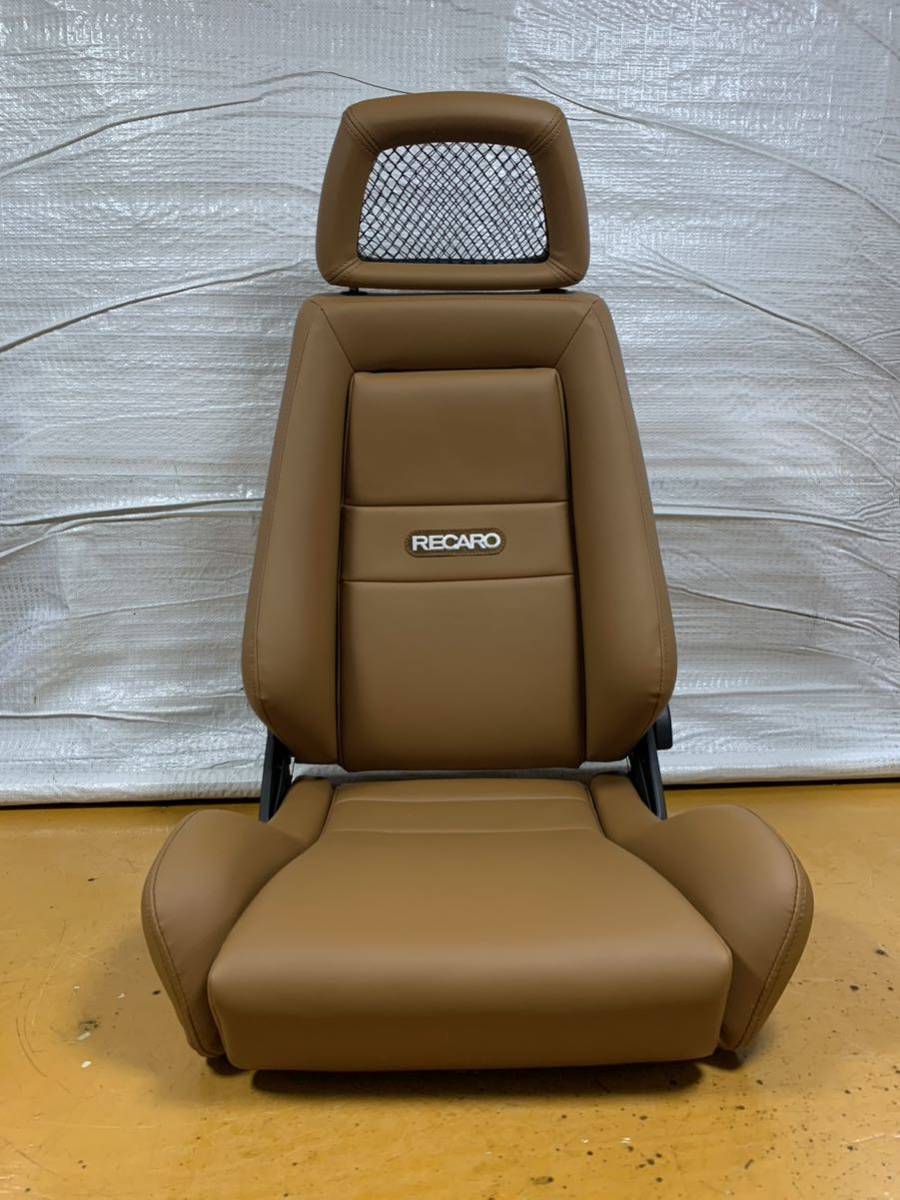 26.27.レカロ RECARO 2脚セット LX-M モカフェイクレザー張り替え 張替え 張替 茶 ブラウンシングルステッチ 片側ダイヤルの画像2