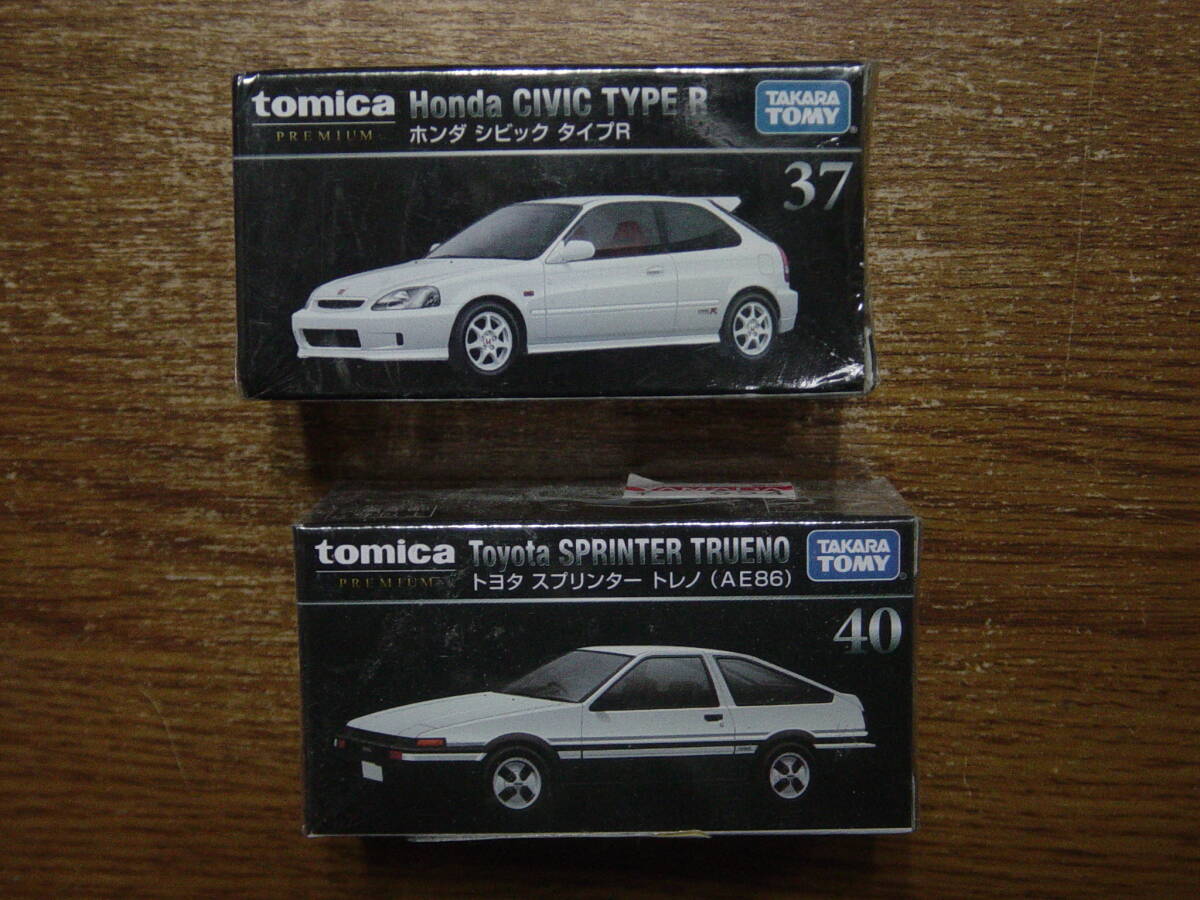 トミカ プレミアム No37 ホンダ シビック タイプR(EK9)＆ No40 トヨタ スプリンター トレノ(AE86) 2個セット 未開封 tomica PREMIUM_画像1