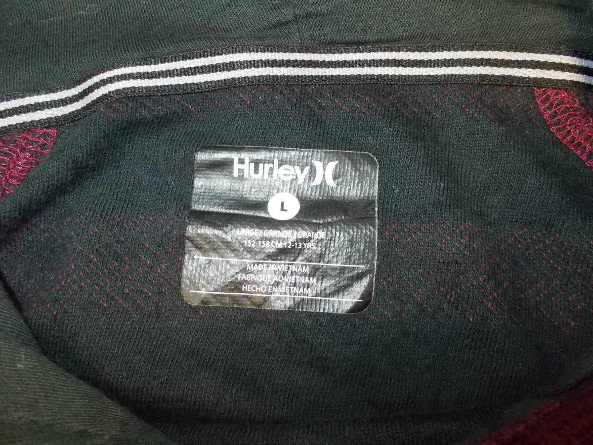 e18◆Hurley フーディー◆サイズL 12-13YRS 子供 キッズ ボーダー 薄手生地 ハーレー パーカー 綿素材 US古着 6B_画像4