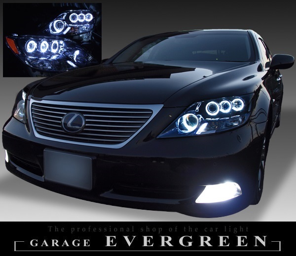 車検対応 レクサス LS600h/600hL 前期 プリクラ有り 8連LEDイカリング＆LEDポジション打替え 仕様 純正加工品 ドレスアップ ヘッドライト _画像3