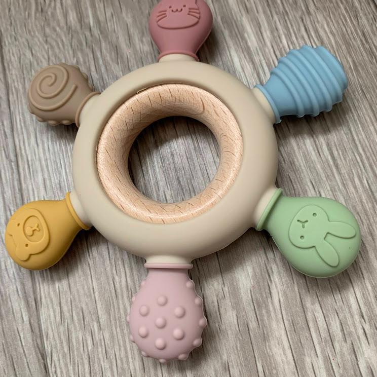# new goods # silicon tooth hardening toy # wooden # pacifier # rattle baby toy colorful sombreness coloring First toy nyu Anne scalar 