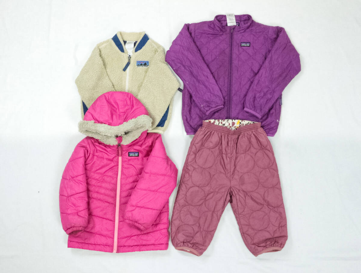 X897/patagonia/パタゴニア/女の子/ベビーアウターパンツ4枚セット/まとめ売り/フリースジャケット/中綿ジャケット・パンツ/2T、5T/_画像1