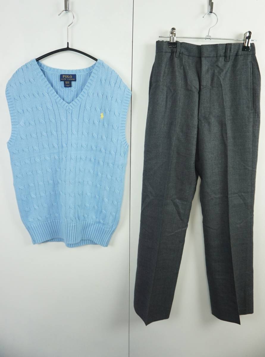 X45/polo/jpress/ベスト/ウールパンツ/ベストM(10-12) パンツ150A/2点セット/キッズ/スクールウェア/男の子_画像1